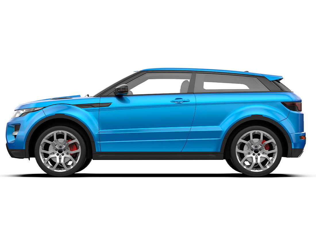 Same vehicle finished with a blue color change wrap after installation